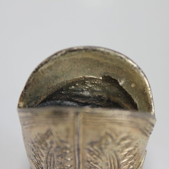 Vintage K.I Silver/Bronze Ornate Cowboy Boot 2 5/8" Tall Made In Occupied Japan - Picture 5 of 9